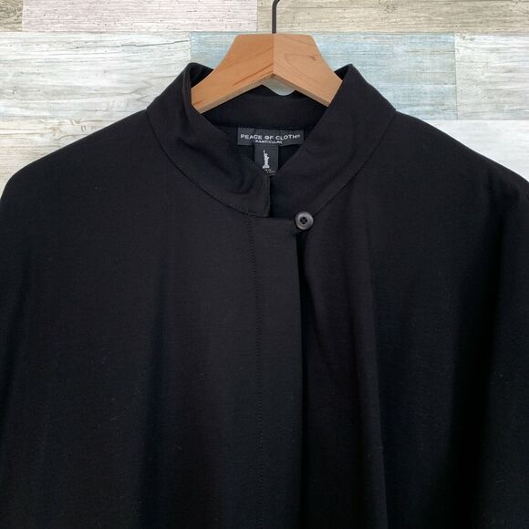 Peace Of Cloth NY Panticular Oversized Cape Jacket Black Button Up Womens 2 - Picture 2 of 8